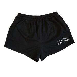 Vintage 80s Los Angeles Police Academy Shorts XL Black LAPD Training Gym